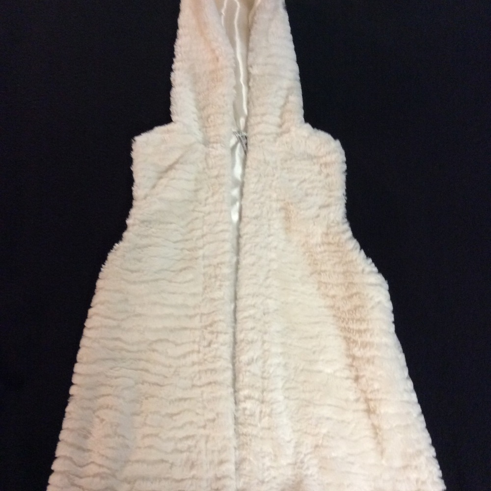 Knitworks Faux Fur Hooded Open Front Vest Size XL